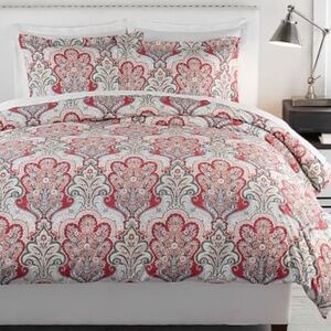 NEW Pottery Barn Red Multi Red Jordana Paisley Percale Full